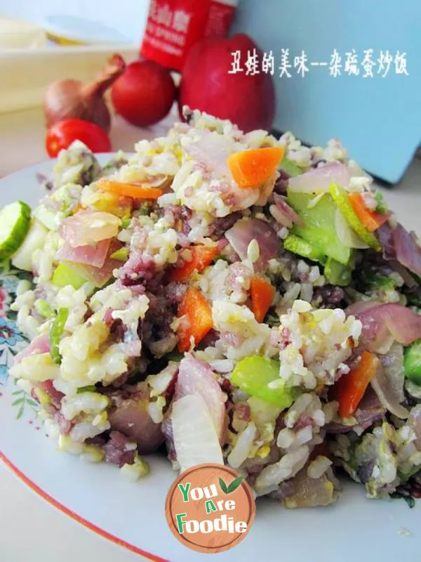 Stir fried black and white rice