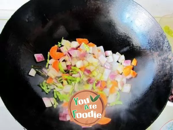 Stir fried black and white rice