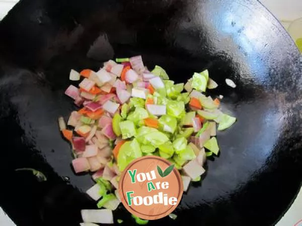 Stir fried black and white rice
