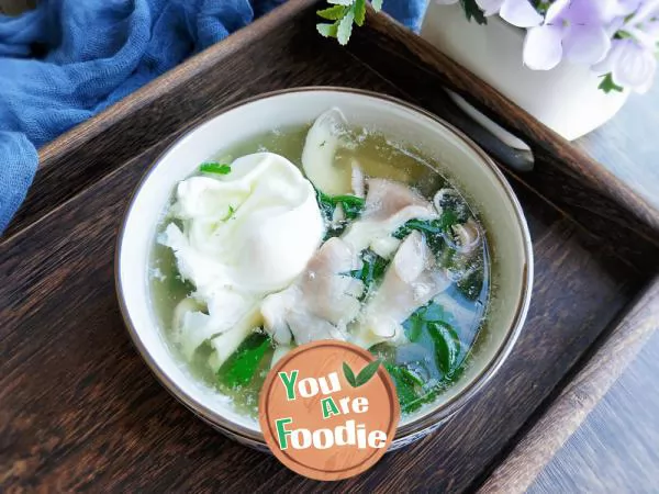 Mushroom poached egg soup