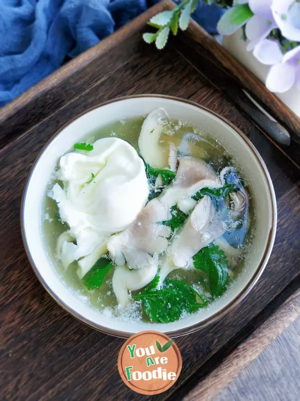 Mushroom poached egg soup