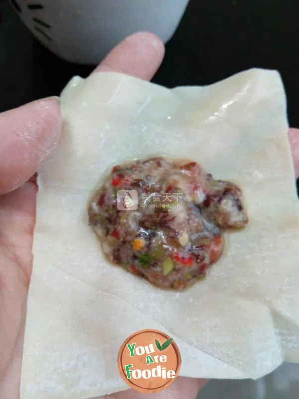 Pot stickers stuffed with Chinese toon and meat