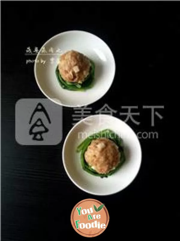 [most delicious and juicy] steamed pork balls with spinach