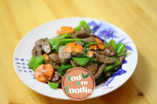 Home style stir fried pork liver with green pepper