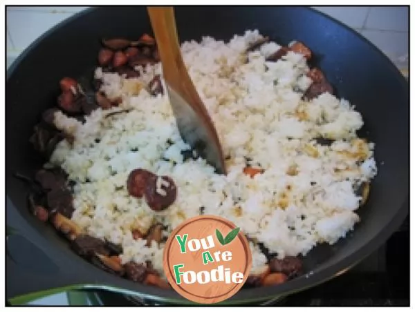 Rice with mushroom and sausage