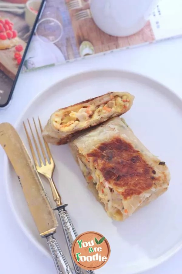 Cheese, crab, egg and scratch cake