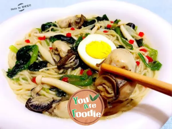 #Warm food \oyster seasonal vegetable noodles