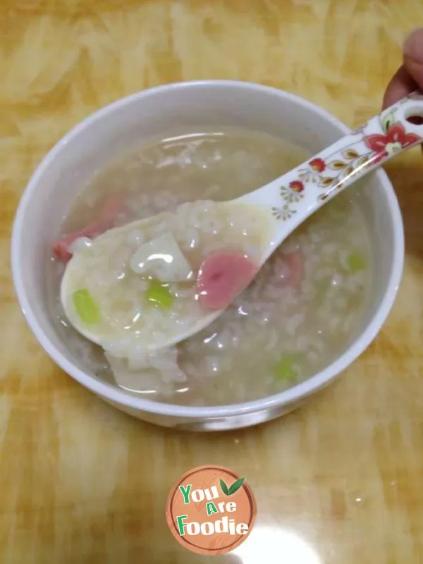 Celery fish ball porridge