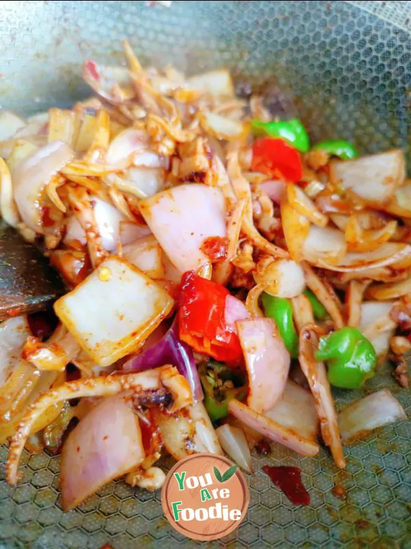 Stir fried squid whiskers