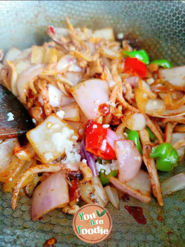 Stir fried squid whiskers