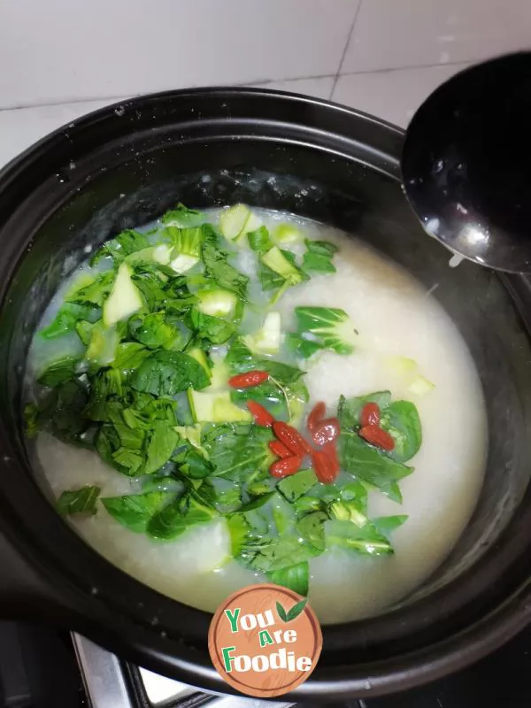 Salted congee with fresh shrimps