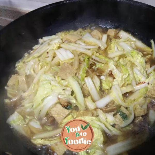 Stewed pork with cabbage and frozen tofu