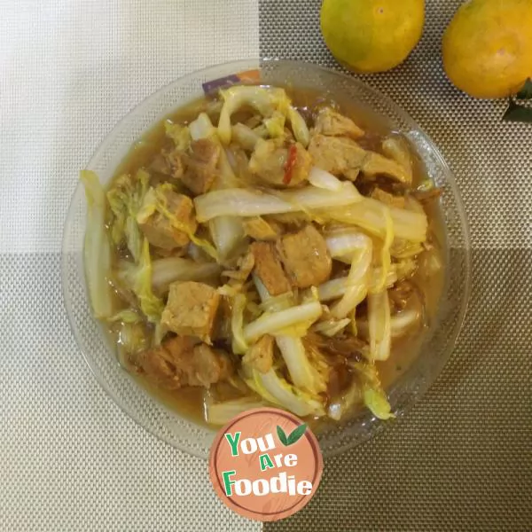 Stewed pork with cabbage and frozen tofu