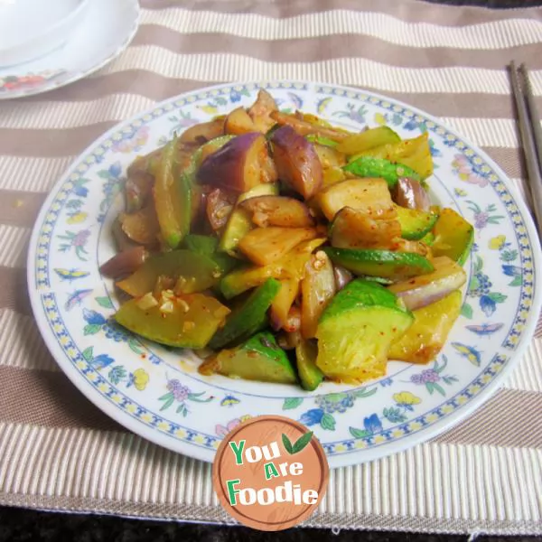 Fried pumpkin with eggplant