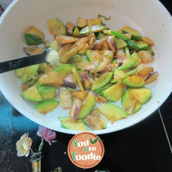 Fried pumpkin with eggplant