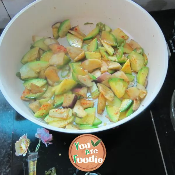 Fried pumpkin with eggplant