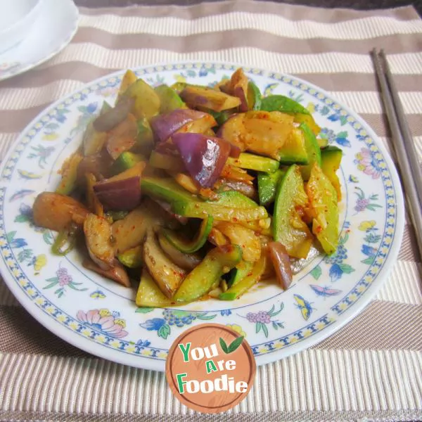 Fried pumpkin with eggplant