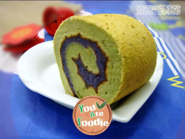 Purple potato green tea cake roll