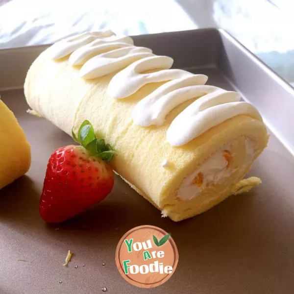 Strawberry mango cream cake roll