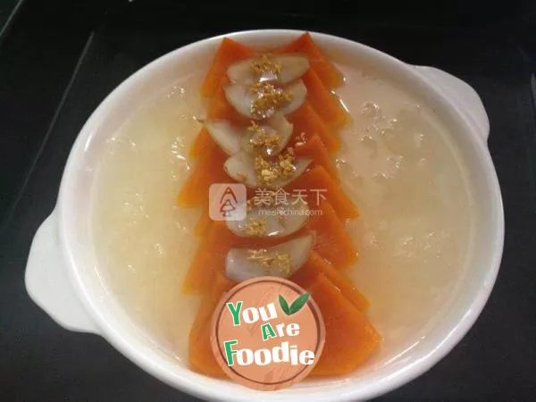 Steamed white fungus, Lily and pumpkin (oven version)