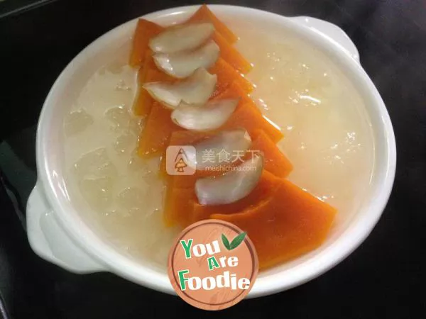 Steamed white fungus, Lily and pumpkin (oven version)