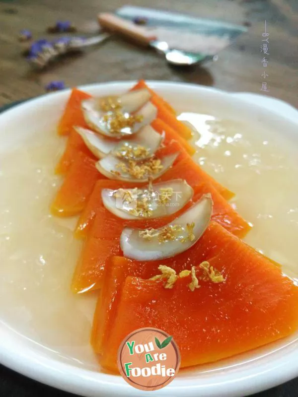 Steamed white fungus, Lily and pumpkin (oven version)