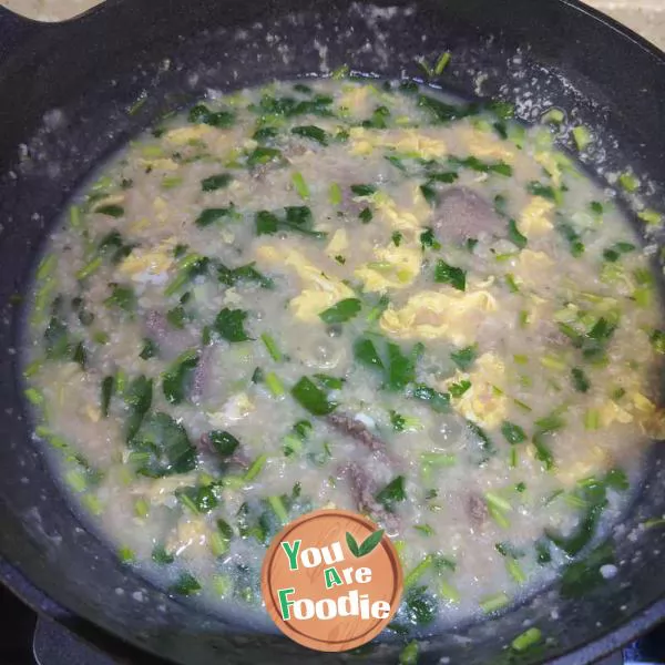 Beef with coriander and oatmeal Congee