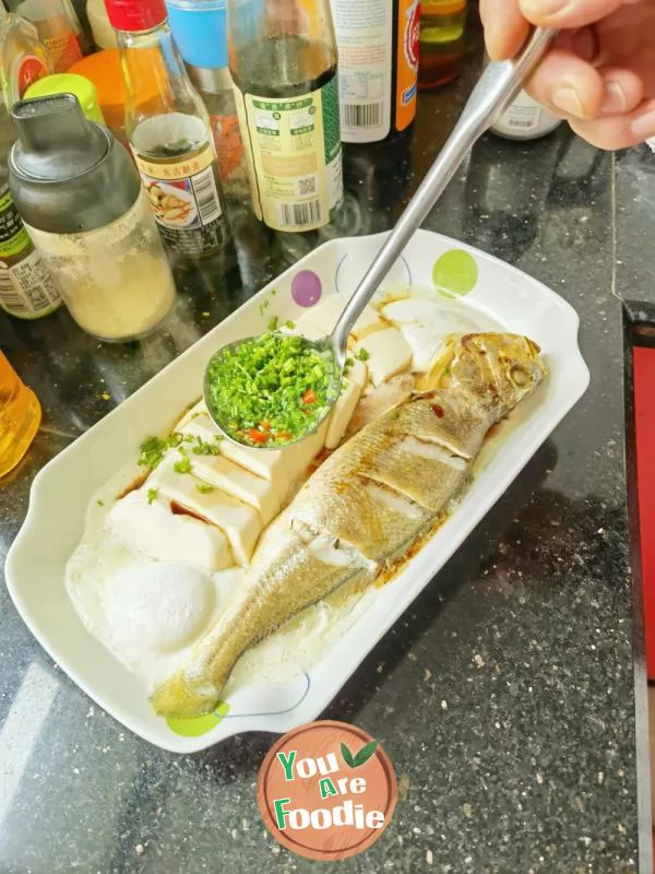 Steamed Tofu with Cucumber Fish