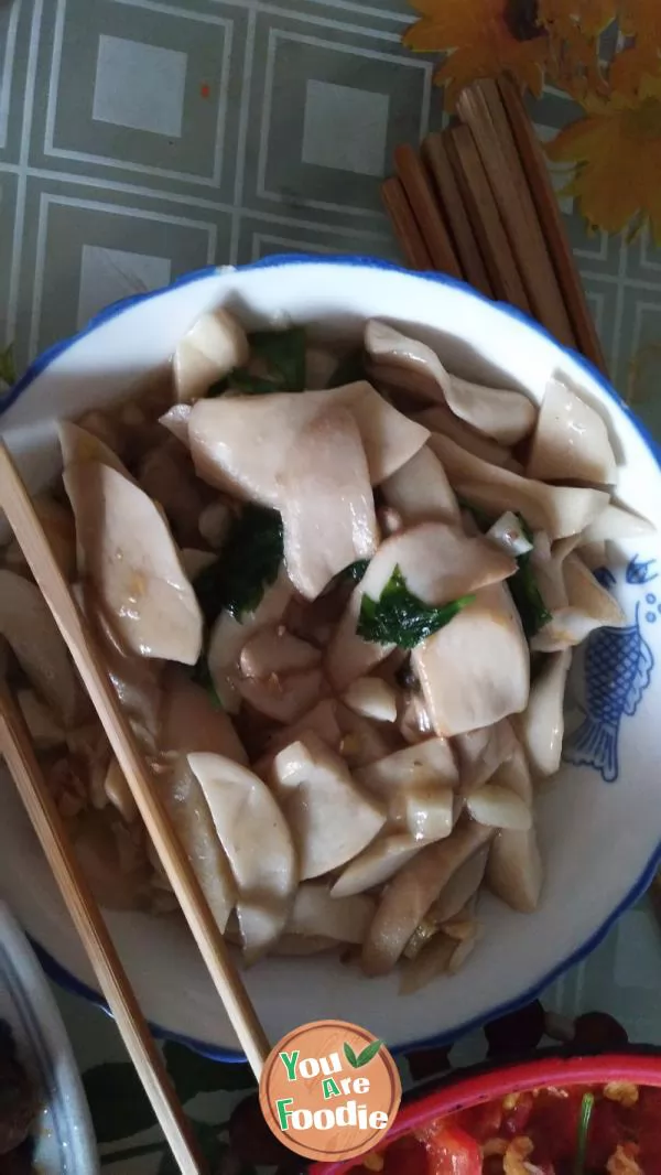 Stir fried Pleurotus eryngii