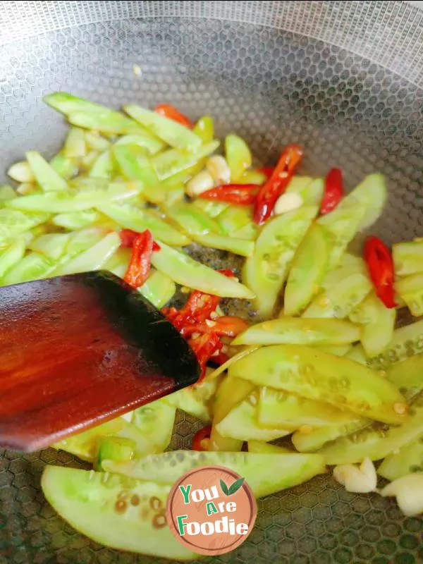 Stir fried cucumber with crab sausage