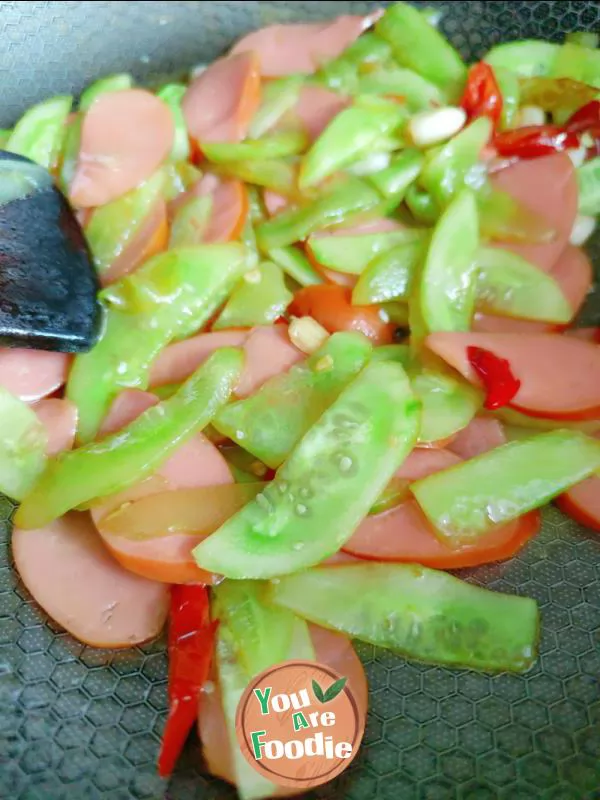 Stir fried cucumber with crab sausage