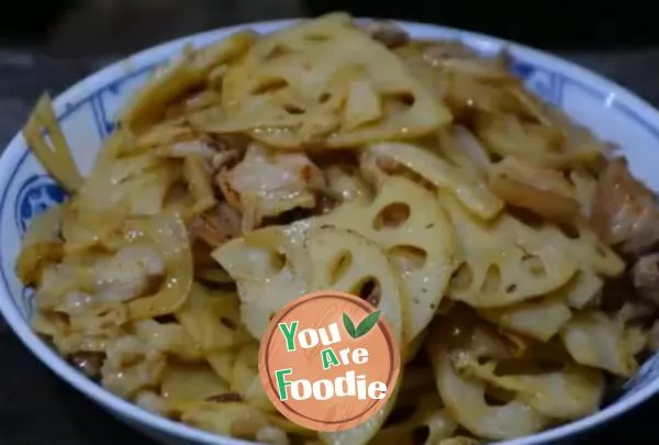 Fried pork with lotus root