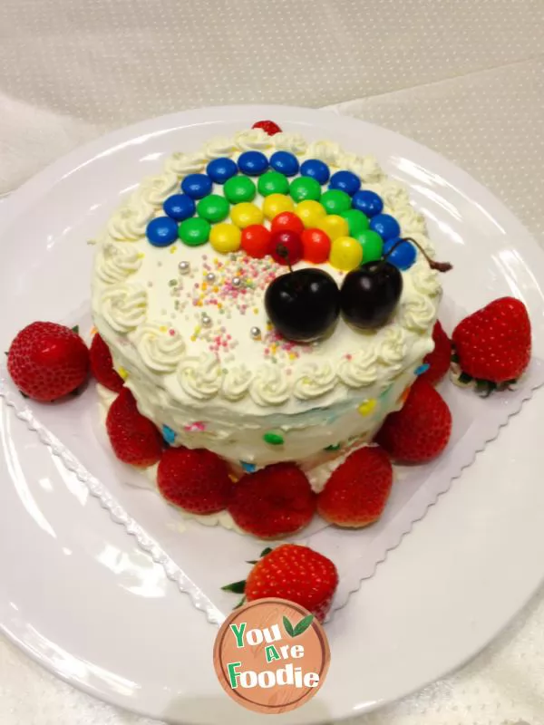 Surprise in winter -- rainbow cake