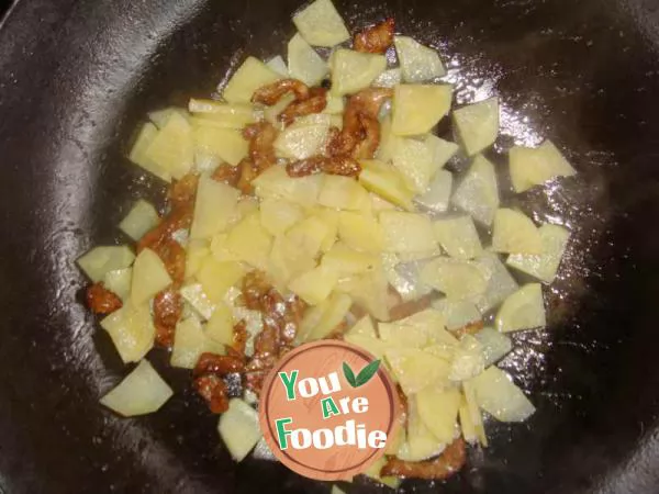 Fried meat with potato chips