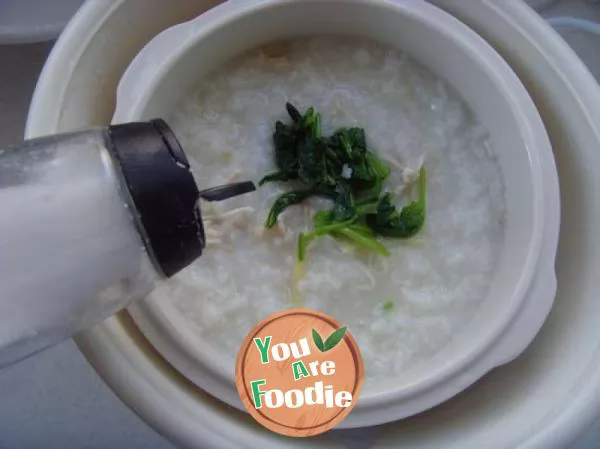 Spinach lean meat porridge