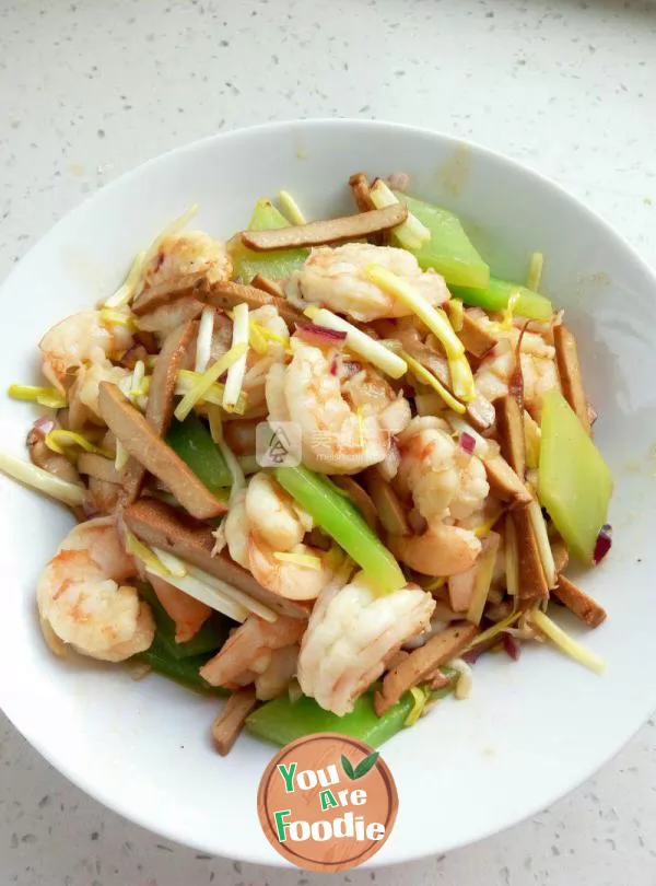 Shrimp with green bamboo shoots