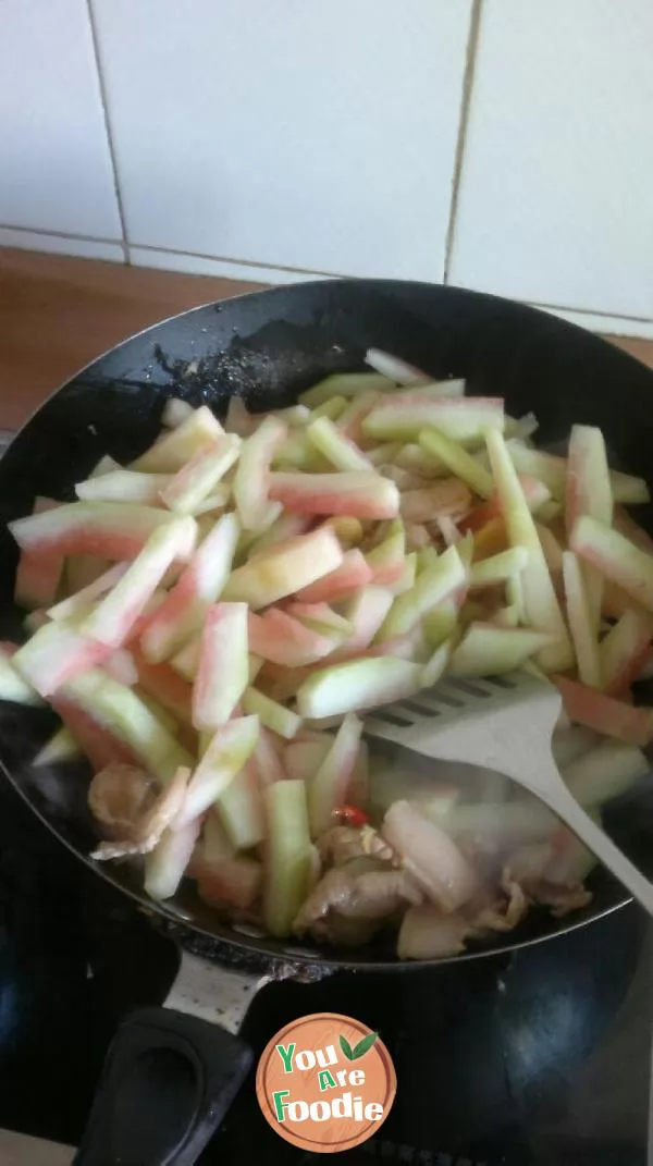 Stewed streaky pork with watermelon skin