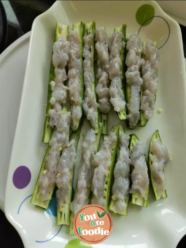 Steamed shrimp slide with okra