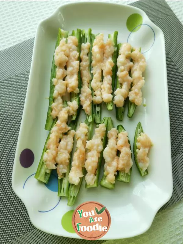 Steamed shrimp slide with okra