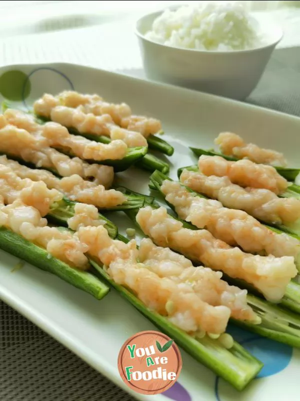 Steamed shrimp slide with okra