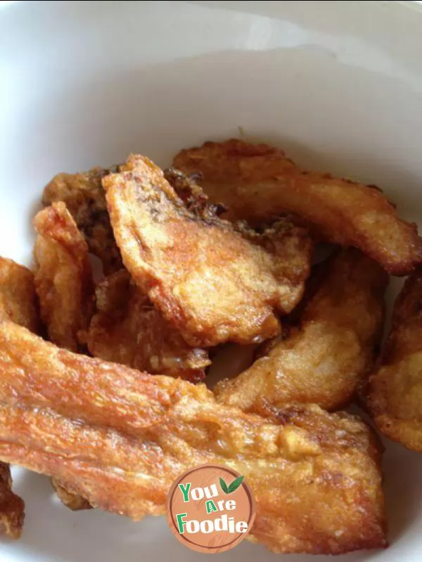 Appetizing snack - fried fish slices