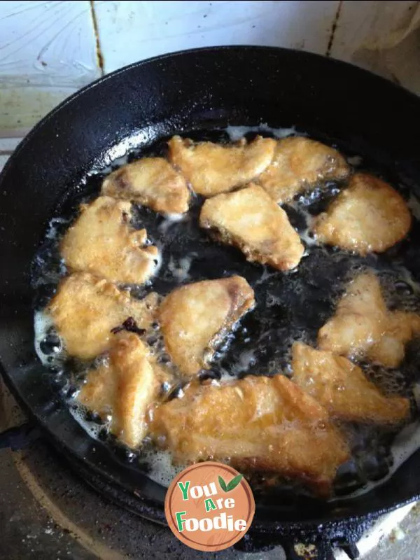 Appetizing snack - fried fish slices