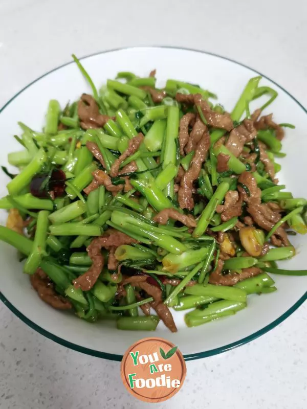 Fried Water Spinach Stems with Shredded Pork