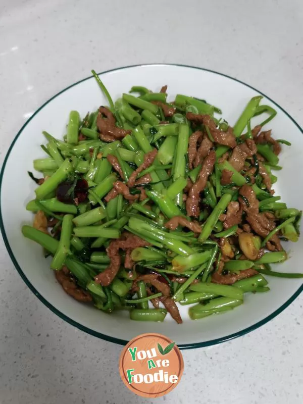 Fried Water Spinach Stems with Shredded Pork