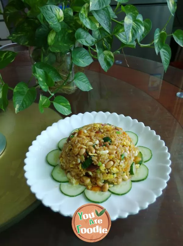 Fried rice with pumpkin and preserved meat