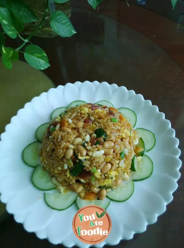 Fried rice with pumpkin and preserved meat