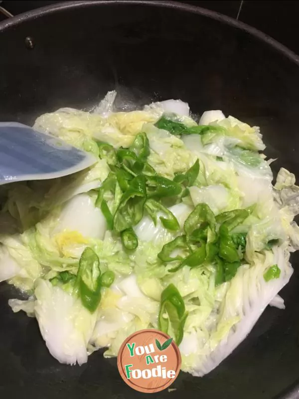 Stir fried cabbage in water