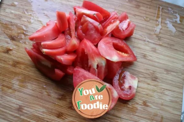 [breakfast at home] tomato crisp meat and egg noodles