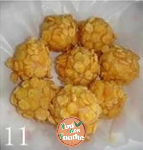 Shrimp balls with cornflakes