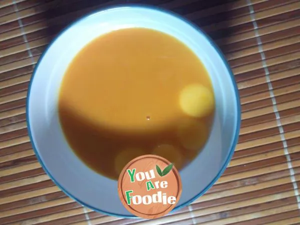 Pumpkin cake with sweet corn juice